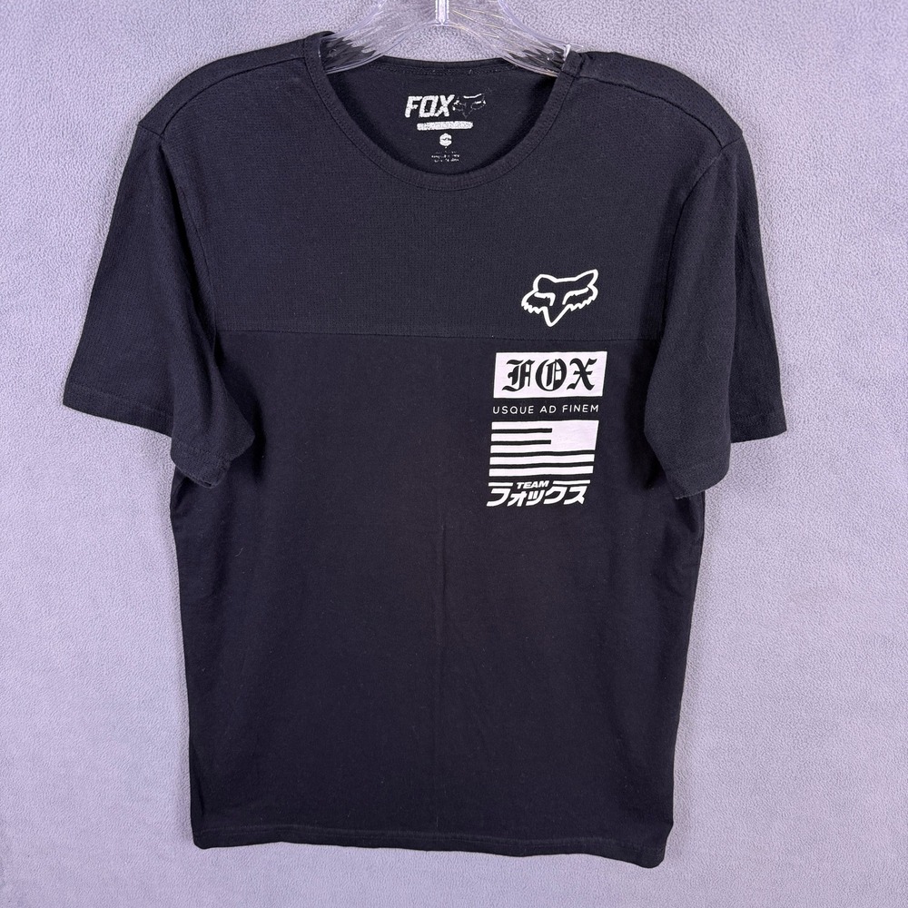 Fox Racing T-Shirt Mens Small Black Graphic Usque Ad Finem Motocross